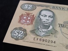 🇯🇲 Jamaica Jamaican 1985-1993  2 $2 Dollar Bill Uncirculated Crisp SN:EX890294