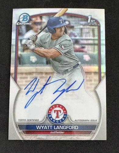2023 Bowman Draft 1st Chrome Refractor Auto /499 WYATT LANGFORD #CDA-WL Rangers
