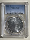 1888 S Morgan Silver Dollar $1 PCGS AU 58, Low Mintage, Semi-Key Date