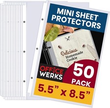 Officewerks Heavyweight Clear Mini Sheet Protectors Holds 5.5 x 8.5 Inch Sheets,