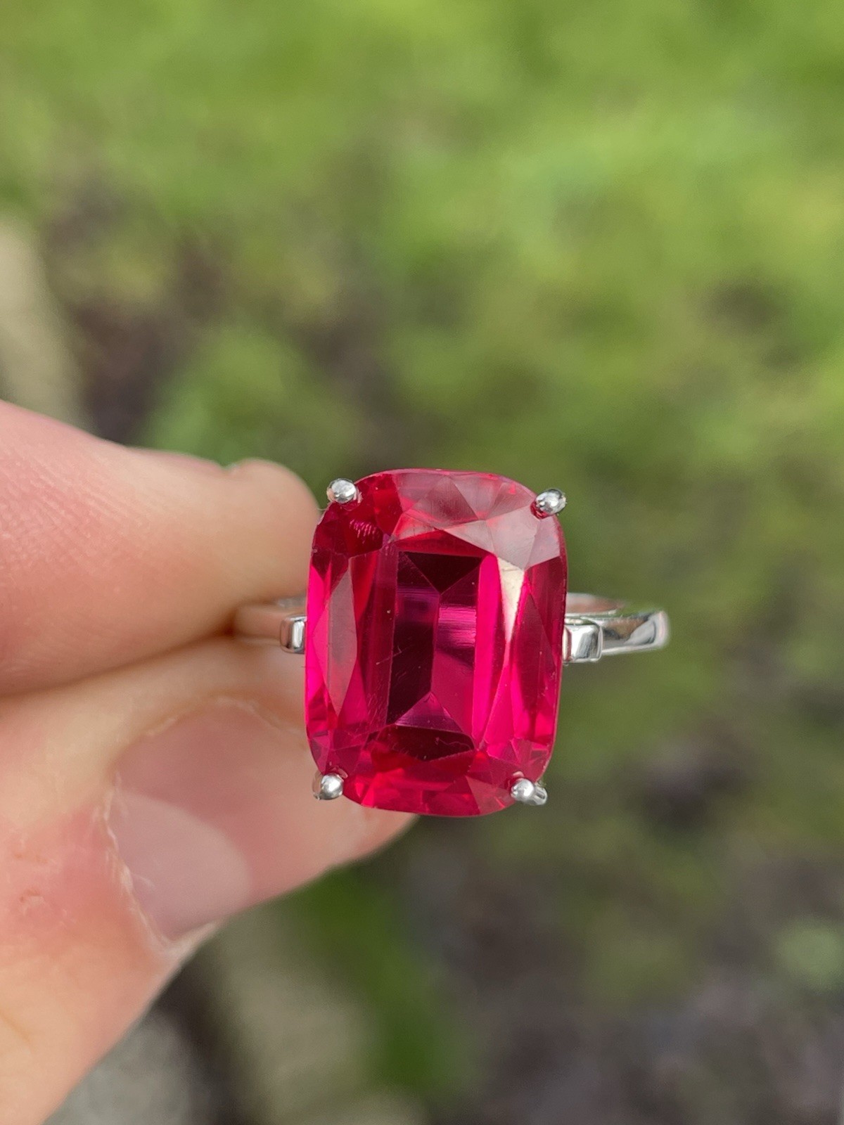 Silver Ruby 5ct Solitaire Ring, 925 Large,  4.5g - image 1