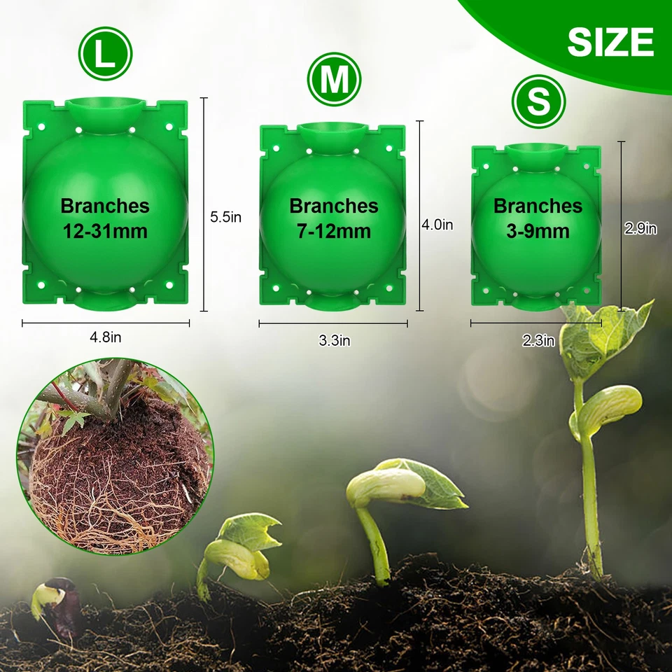 1-50x Estuche de enraizamiento de plantas Bola Crecimiento Cría Jardín Planta Bola de alta presión Foto 2 de 4