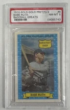1970 ROLD GOLD PRETZELS BASEBALL GREATS #6 BABE RUTH PSA 8 09085743