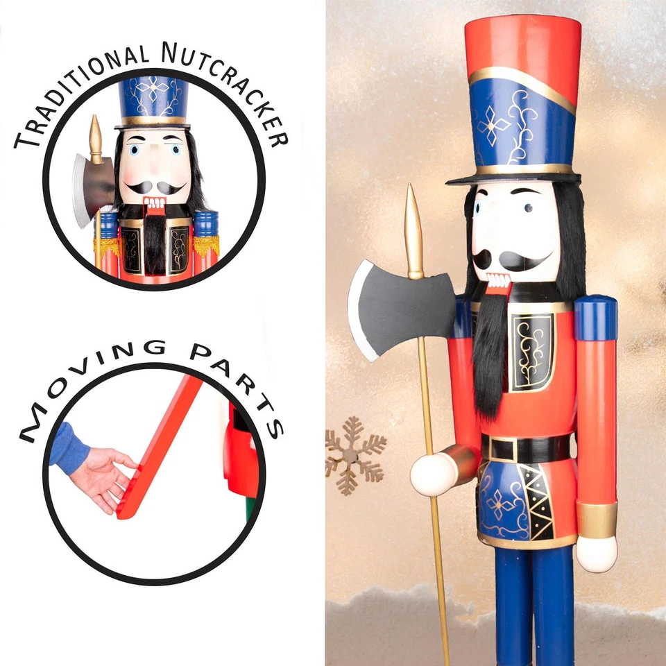 Giant Wooden Nutcracker Life Size Christmas Figurine 150cm Xmas Home Door Decor - Image 2 of 4