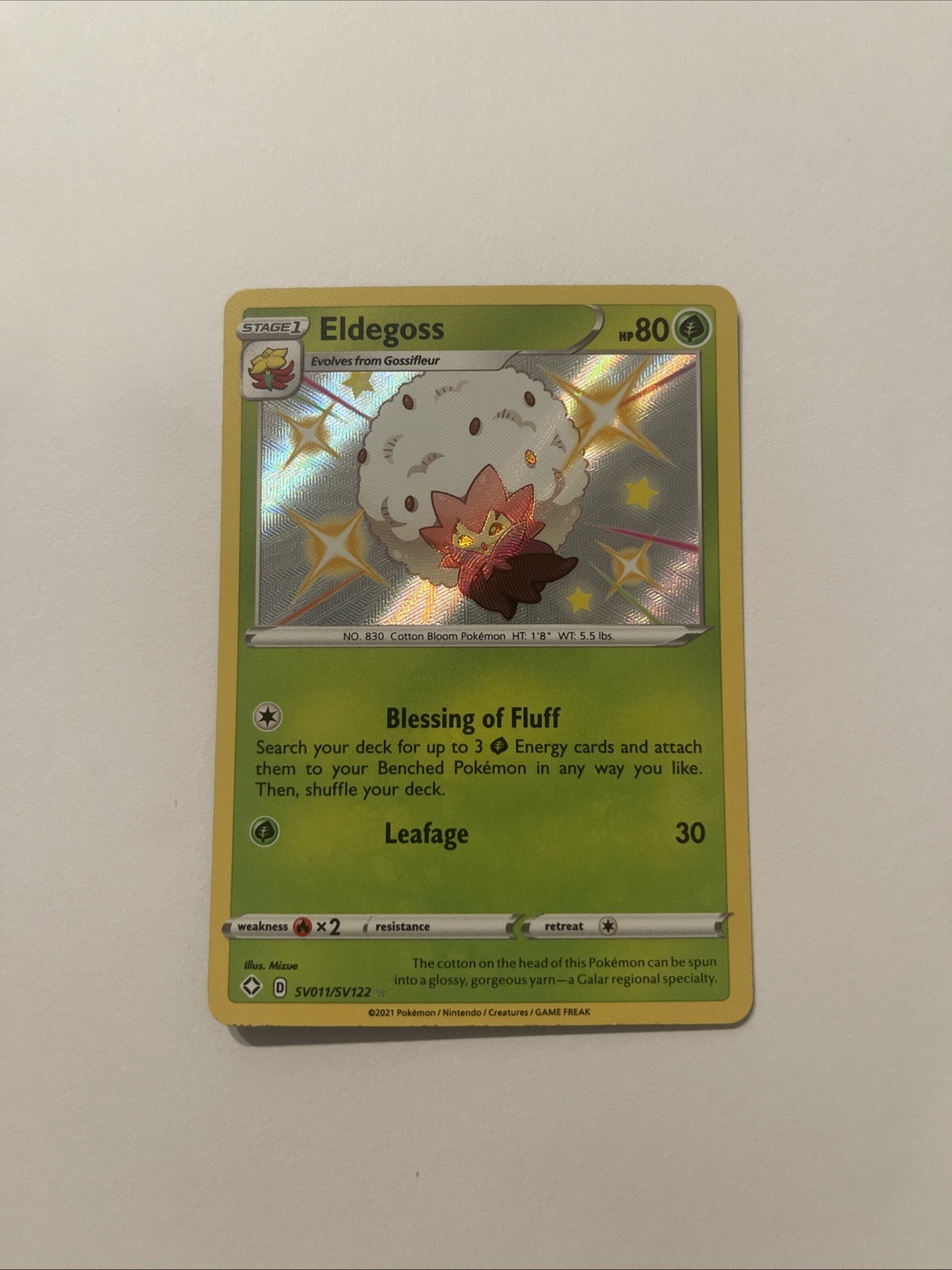 Pokémon TCG Eldegoss SV011/SV122 Shining Fates Holo Rare Card NM Condition