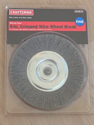 Craftsman USA 6'' Fine Wire Wheel Brush Narrow Face Fits 1/2'' - 5/8'' Arbor 64824