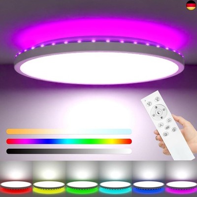zemty LED Ceiling Light, Dimmable, 24 W, 3200 lm, RGB Colour Changing, IP54
