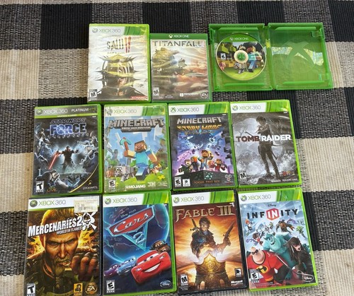 Microsoft Xbox 360 Lot of 11 Games Video Game Saw II,Minecraft,Cars, Read Below!