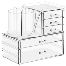 Clear Acrylic Makeup Organizers for Vanity,Countertop,3 Pack Make up Drawer O...
