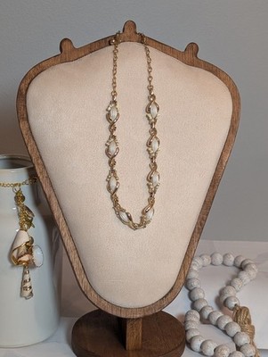 VTG 1958 Sarah Coventry My Fair Lady Gold-Tone White-Beaded Rhinestone Necklace