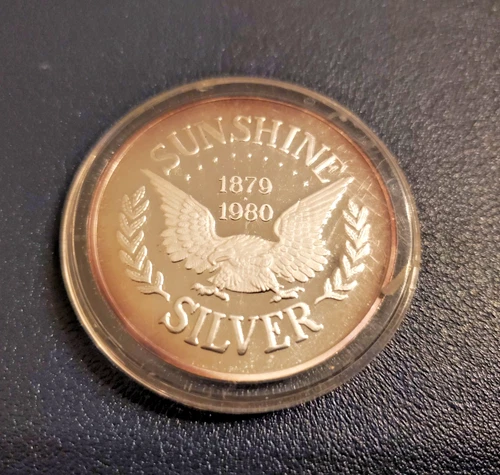 VINTAGE 1980 Sunshine Silver 100 Yrs.  1 Oz Silver Proof # Less than 25000 Mint!