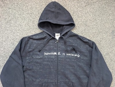 Vintage Adidas Hoodie Herren Large Schwarz Impossible Is Nothing Y2K Outdoor Skate