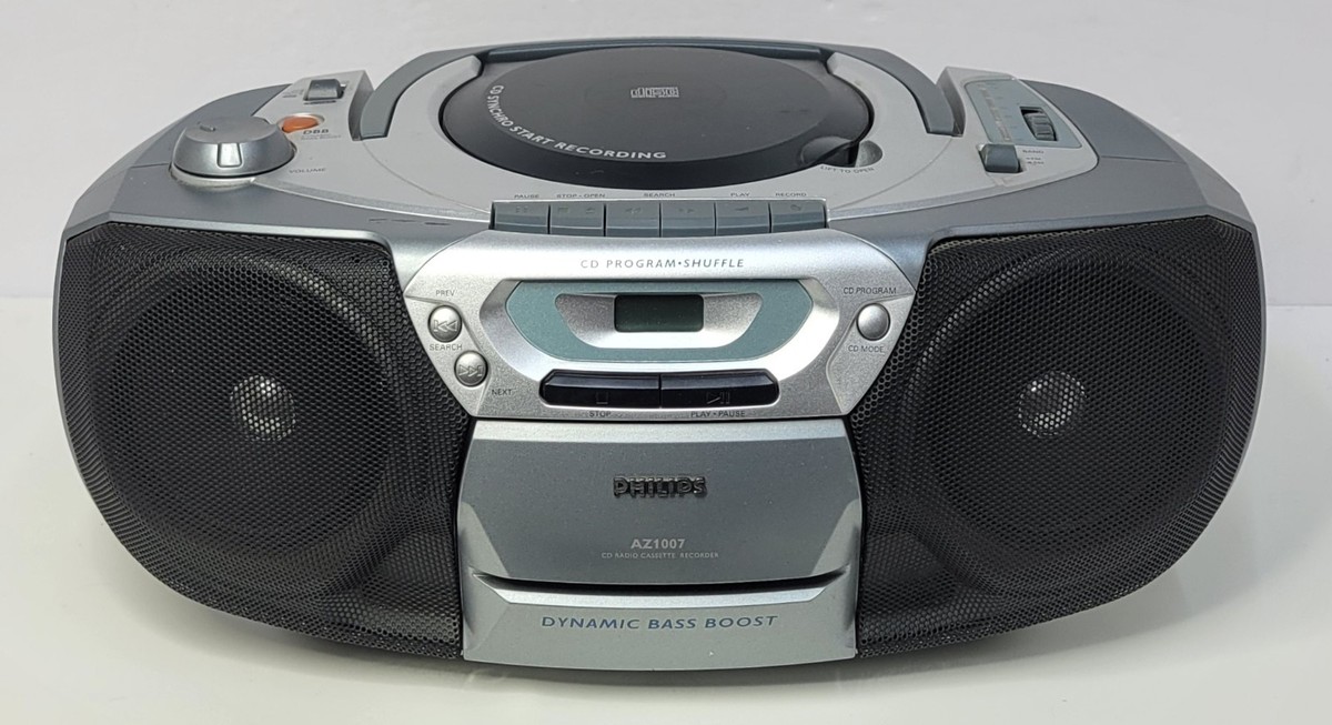 Philips AZ1007 CD Cassette Recorder Portable Boombox FM Radio
