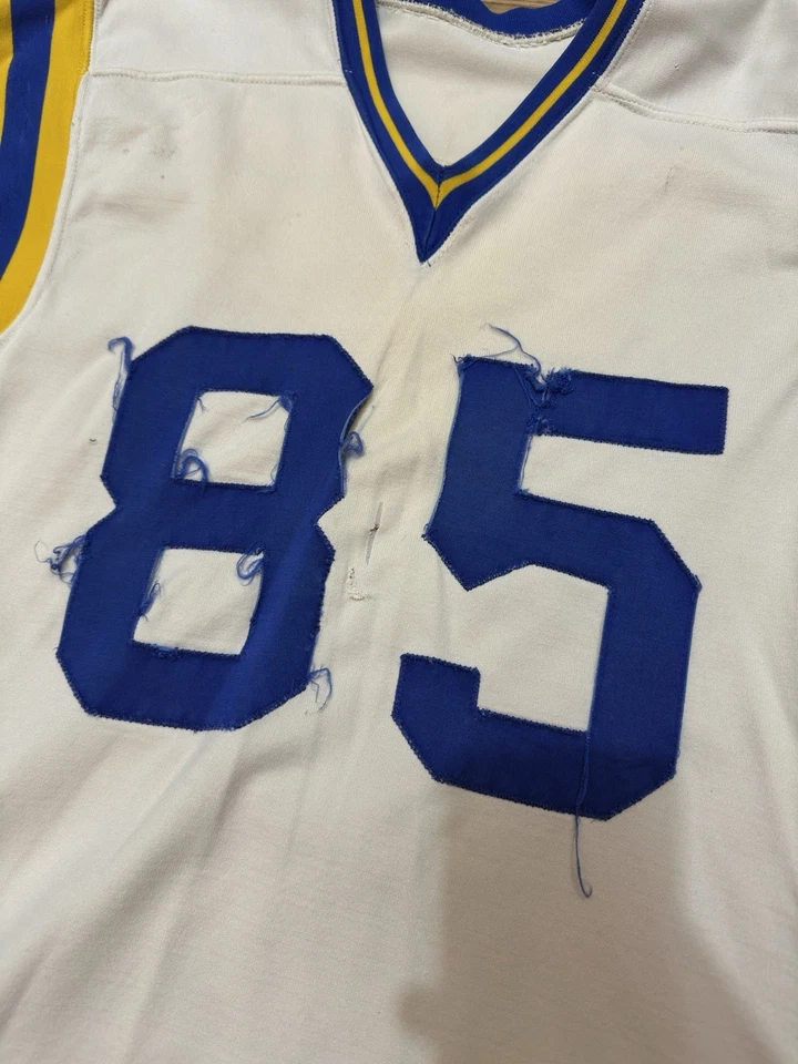Vintage 60's Spalding #85 Lamar Lundy White Los Angeles Rams Football Jersey 42 - Image 4 of 4