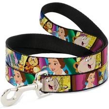 Dog Leash 6-FEET Beauty  the Beast Be Our Guest Scenes WIDE 1.5"