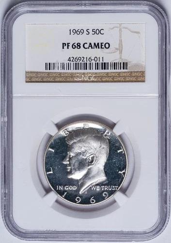 NGC PF-68 Cameo 1969 Silver Kennedy Half Dollar