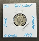 1943 - 10C Mercury Dime / 90% Silver US Coin.