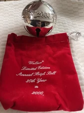 2000 WALLACE Sleigh Bell 30th  Edition Annual Silver Plate Christmas Ornament