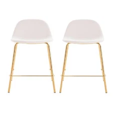 Plata Import Effie 26" Faux Leather Counter Stools in White (Set of 2)