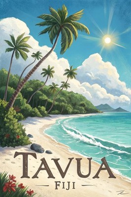 Tropical Tavua Fiji - Serene Strände and Palmen Reiseposter A1-A4 Poster A