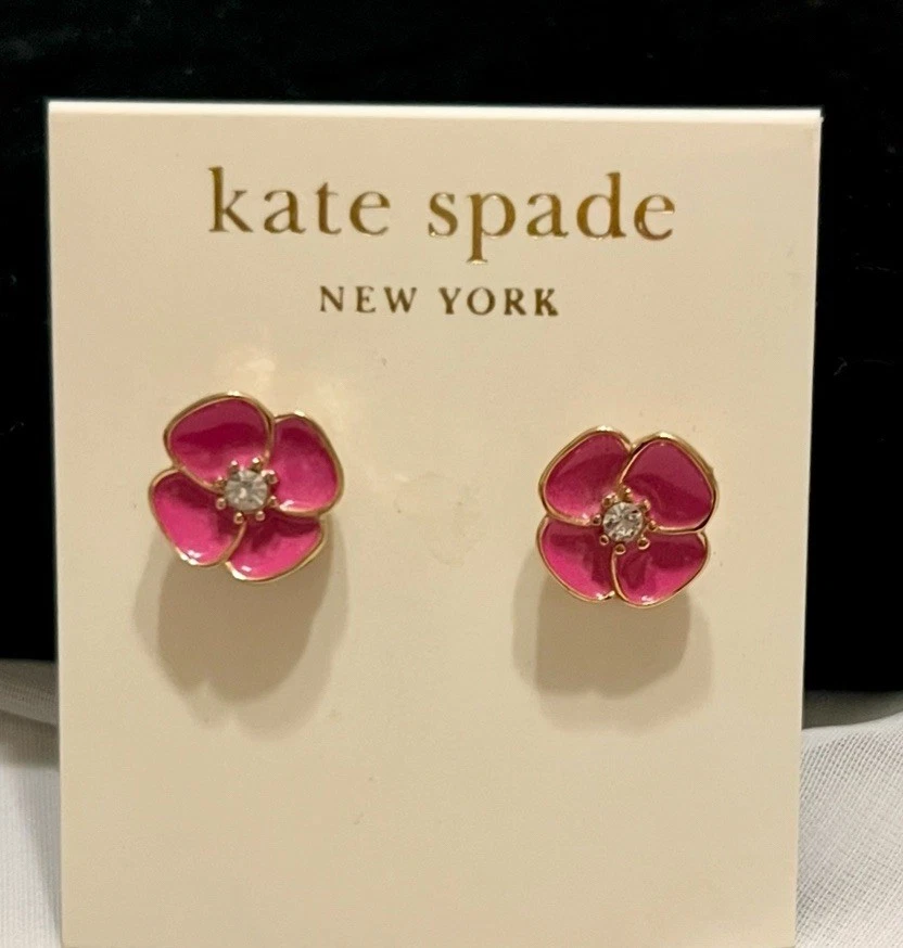 kate spade Gold-Trim Pink Flower Stud Earrings KATE SPADE Pink & Gold Flower Stud Earrings | eBay main image 4