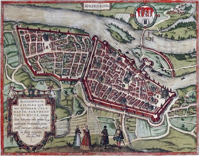 Reproduktion alter Plan von Magdeburg (Magdeburg) 1572