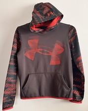 Boys Youth Under Armour Storm Gray Multi Big Logo Hoodie Sweatshirt Gym Size XL