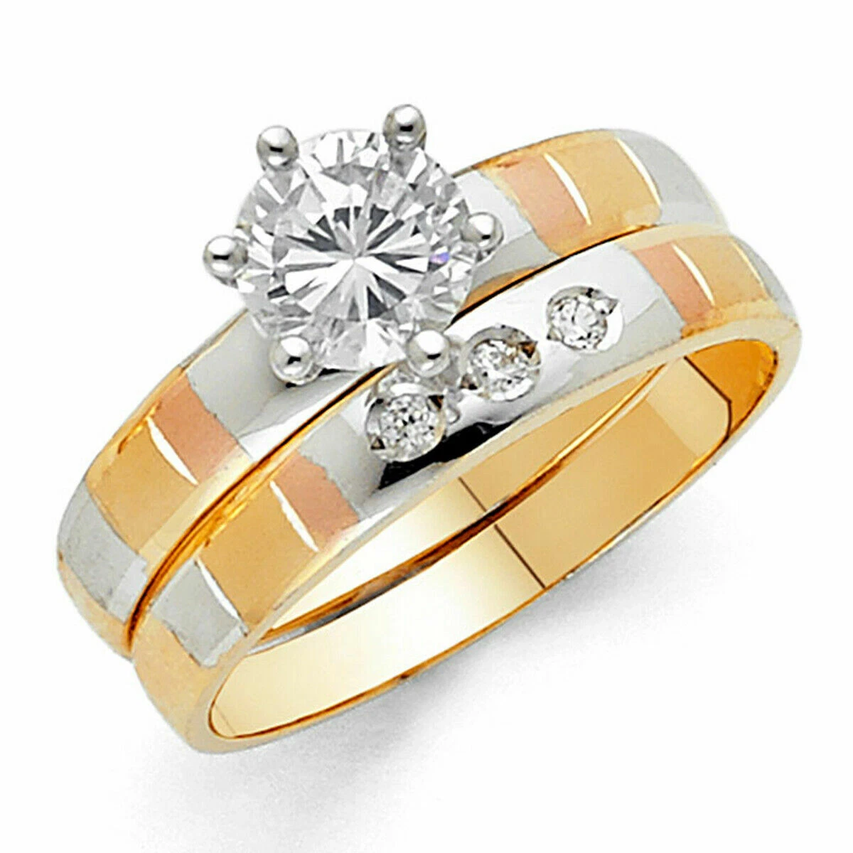 Tri color wedding ring cheap sets