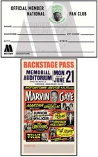 MARVIN GAYE FAN CLUB MEMBERSHIP CARD - VINTAGE FANTASY