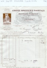 Dépt 87 - Limoges 17 Route de Nexon - Superbe Entête Brasserie Mapataud de 1934