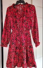 Floral Peasant Ruffle Elastic Waist Dress Boho Festival Prairie Cottage Small LS