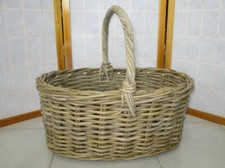 CESTO  VIMINI PER FUNGHI PORTA LEGNA GIUNCO ROBUSTISSIMO CM 50X37X23/46