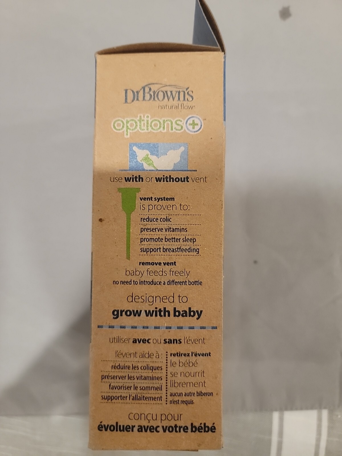 Dr. Brown's Natural Flow Options+ Anti-Colic Narrow Glass Baby Bottle 4oz 2 Pack