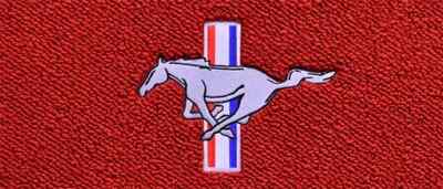 New! 2015 - 2025 Ford Mustang CARPET Floor Mats w/ Embroidered Pony Logo 4pc Red