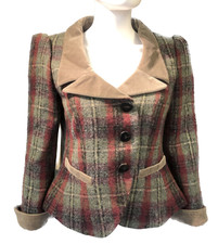 Armani Collezioni Jacket Eu 42 Uk 10-12 Tweed And Velvet Rare Find