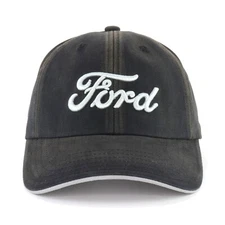 Ford Logo Black Chemical Washed Embroidered Baseball Hat Ball Cap Unstructured