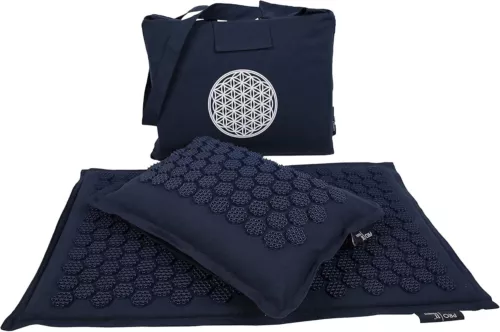 PRO 11 WELLBEING ECO Acupressure mat and Pillow Set with Large Carry Bag (Navy 