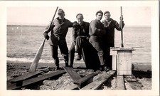Vtg Found B W Photo WW2 US Army Soldiers Water 1943 Military Outdoors Friends