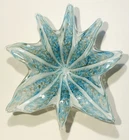 Signed 13.5” Vintage Murano Italy Glass 8 pt Star Art Glass Bowl Foil Label ExCo