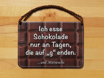 blechschild mit Spruch, klein mit Kordel und Saugnapf