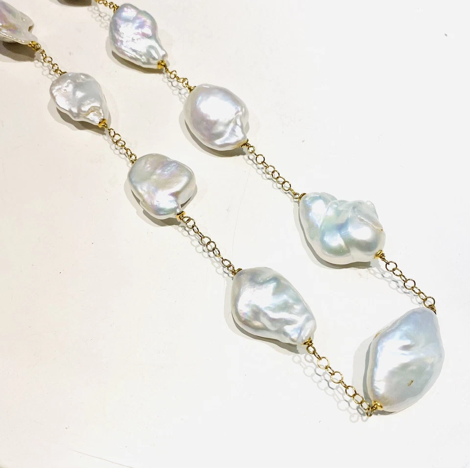 Collana diWa Jewels Perle Barocche Freshwater Argento Sterling placcato Oro - Immagine 4 di 4