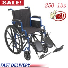 20 In Transport Wheelchair w/ Flip Back Desk Arms Elevating Leg Lightweight