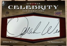 2008 Upper Deck Spectrum Oprah Winfrey Autograph 1/1 Celebrity Cut Signatures
