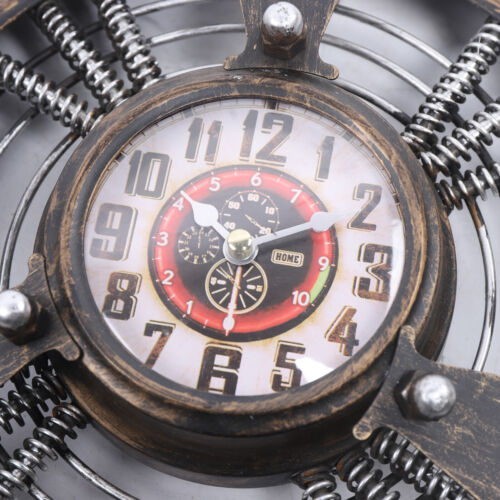 Iron Metal Airplane Propeller Aviation Clock Art Wall Clock Decor Antique - Picture 11 of 12