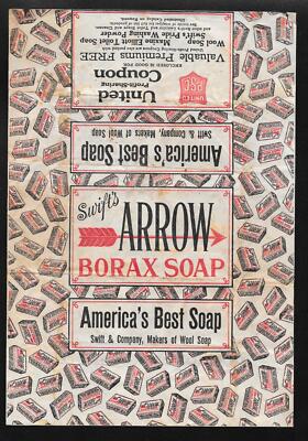 Vintage Swifts Arrow Borax Soap Label w/ United Profit Sharing Coupon Ad on Back