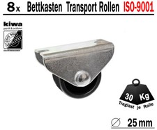 Kastenrolle Tischrolle Möbelrollen 8 x Ø 25mm Kunststoff Schw. BS-Rollen Germany