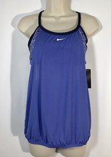 NIKE Women's Texture Pixel Tankini Top Petite Compression Bra Cornflower Blue