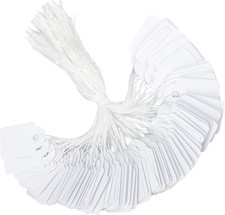 500Pcs Price Tags with String Attached, 0.6x0.95 in Super Mini Writable Merchand