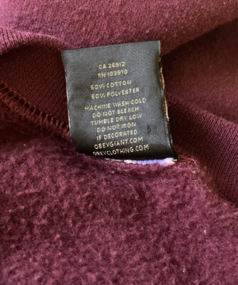 OBEY Women's Burgundy Sweatshirt M Cheetah Logo Crew Neck Pullover