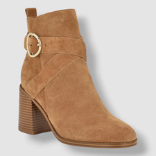 Nine West Women's Brown Needyou Round Toe Block Heel Dress Booties 11M